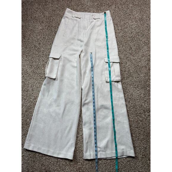 TORN by Ronny Kobo Bernee White Wide Leg Linen Blend Cargo size Women's Small - Picture 9 of 14
